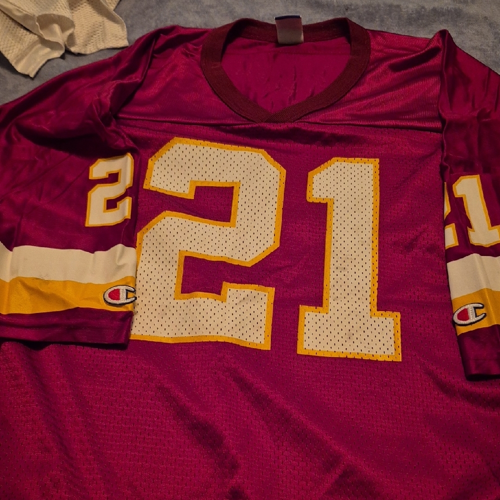Vintage Deon Sanders #21 Champion Authentic Redskins Maroon Mesh Football Jersey
